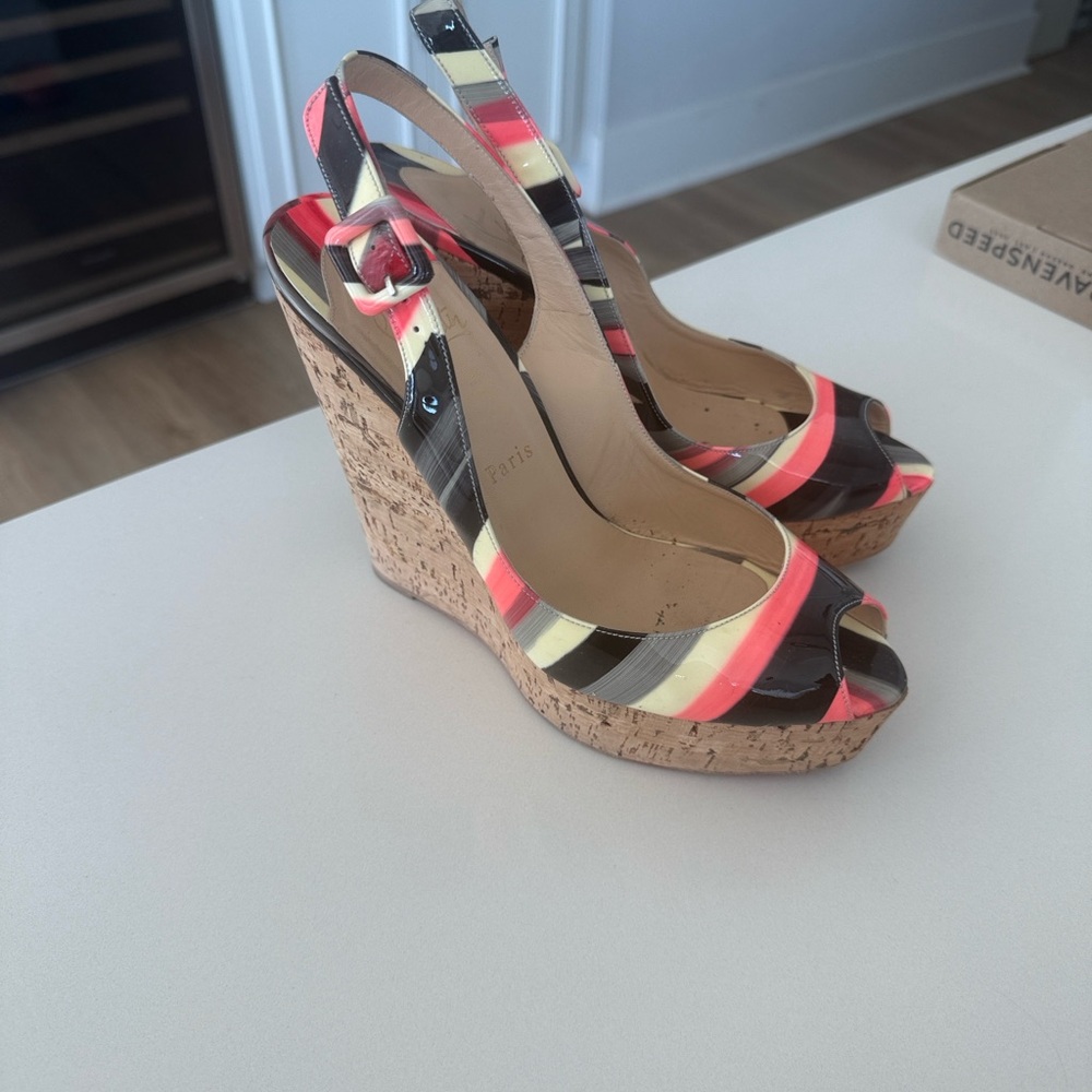 Christian Louboutin Striped Wedge Sandals